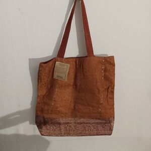 Elegant Brown Tote Bag sari collection lightweight nwt. World market